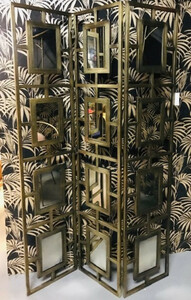 Casa Padrino Luxus Raumteiler Messingfarben 115 x 2 x H. 183 cm - Faltbarer Metall Raumteiler mit Spiegel - Schlafzimmer Mbel - Hotel Mbel - Luxus Kollektion