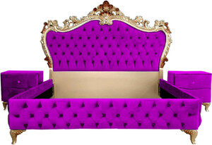 Casa Padrino Barock Schlafzimmer Set - Verschiedene Farben - 1 Doppelbett mit Kopfteil & 2 Nachtkommoden - Schlafzimmer M�bel im Barockstil - Edel & Prunkvoll