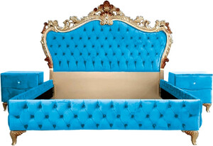 Casa Padrino Barock Schlafzimmer Set - Verschiedene Farben - 1 Doppelbett mit Kopfteil & 2 Nachtkommoden - Schlafzimmer M�bel im Barockstil - Edel & Prunkvoll