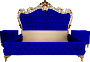 Casa Padrino Barock Schlafzimmer Set - Verschiedene Farben - 1 Doppelbett mit Kopfteil & 2 Nachtkommoden - Schlafzimmer M�bel im Barockstil - Edel & Prunkvoll