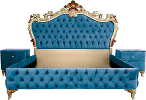 Casa Padrino Barock Schlafzimmer Set - Verschiedene Farben - 1 Doppelbett mit Kopfteil & 2 Nachtkommoden - Schlafzimmer M�bel im Barockstil - Edel & Prunkvoll