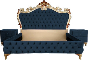 Casa Padrino Barock Schlafzimmer Set - Verschiedene Farben - 1 Doppelbett mit Kopfteil & 2 Nachtkommoden - Schlafzimmer M�bel im Barockstil - Edel & Prunkvoll