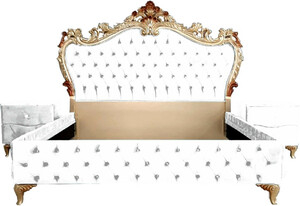 Casa Padrino Barock Schlafzimmer Set - Verschiedene Farben - 1 Doppelbett mit Kopfteil & 2 Nachtkommoden - Schlafzimmer M�bel im Barockstil - Edel & Prunkvoll