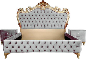 Casa Padrino Barock Schlafzimmer Set - Verschiedene Farben - 1 Doppelbett mit Kopfteil & 2 Nachtkommoden - Schlafzimmer M�bel im Barockstil - Edel & Prunkvoll