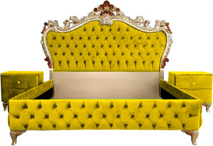 Casa Padrino Barock Schlafzimmer Set - Verschiedene Farben - 1 Doppelbett mit Kopfteil & 2 Nachtkommoden - Schlafzimmer M�bel im Barockstil - Edel & Prunkvoll