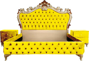 Casa Padrino Barock Schlafzimmer Set - Verschiedene Farben - 1 Doppelbett mit Kopfteil & 2 Nachtkommoden - Schlafzimmer M�bel im Barockstil - Edel & Prunkvoll