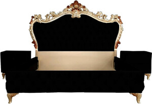 Casa Padrino Barock Schlafzimmer Set - Verschiedene Farben - 1 Doppelbett mit Kopfteil & 2 Nachtkommoden - Schlafzimmer M�bel im Barockstil - Edel & Prunkvoll