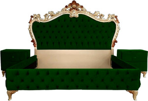 Casa Padrino Barock Schlafzimmer Set - Verschiedene Farben - 1 Doppelbett mit Kopfteil & 2 Nachtkommoden - Schlafzimmer M�bel im Barockstil - Edel & Prunkvoll