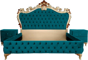 Casa Padrino Barock Schlafzimmer Set - Verschiedene Farben - 1 Doppelbett mit Kopfteil & 2 Nachtkommoden - Schlafzimmer M�bel im Barockstil - Edel & Prunkvoll