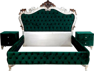 Casa Padrino Barock Schlafzimmer Set - Verschiedene Farben - 1 Doppelbett mit Kopfteil & 2 Nachtkommoden - Schlafzimmer M�bel im Barockstil - Edel & Prunkvoll