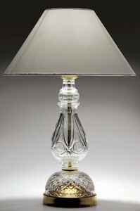 Casa Padrino Luxus Barock Kristall Tischleuchte Gold / Grau  35 x H. 50 cm - Elegante Tischlampe mit B�hmischem Kristallglas und Lampenschirm - Barock Kristall Tischleuchten