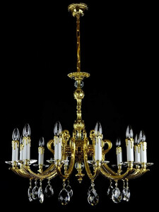 Casa Padrino Luxus Barock Kristall Kronleuchter Gold  80 x H. 67 cm - Prunkvoller Messing Kronleuchter mit B�hmischem Kristallglas - Edel & Prunkvoll