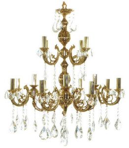 Casa Padrino Luxus Barock Kristall Kronleuchter Gold  110 x H. 110 cm - Vergoldeter Messing Kronleuchter mit edlem Kristallglas - Barock Wohnzimmer Kronleuchter - Barock Hotel Kronleuchter