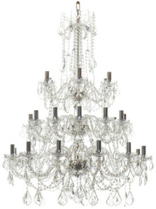 Casa Padrino Luxus Barock Kristall Kronleuchter Silber  95 x H. 105 cm - Prunkvoller Kronleuchter mit edlem Kristallglas und Glas Armen - Edel & Prunkvoll