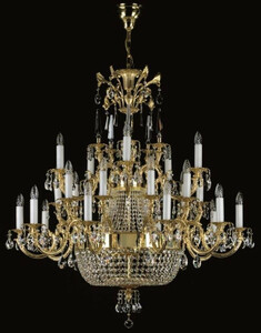 Casa Padrino Luxus Barock Kronleuchter Gold  120 x H. 135 cm - Prunkvoller Messing Kronleuchter mit B�hmischem Kristallglas - Edel & Prunkvoll