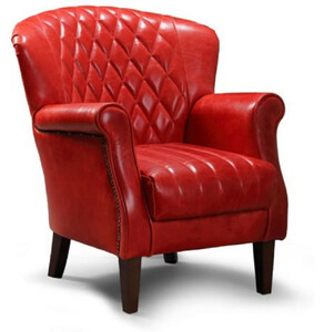 Casa Padrino Luxus Echtleder Sessel Rot / Dunkelbraun 84 x 85 x H. 90 cm - Wohnzimmer Leder Sessel - Echtleder Wohnzimmer M�bel