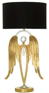 Casa Padrino Luxus Tischleuchte Engel Gold / Silber / Schwarz  28 x H. 56,5 cm - Moderne Schreibtischleuchte mit edlem Swarovski Kristallglas - Luxus Qualitt - Made in Italy