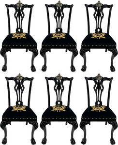 Pomp��s by Casa Padrino Luxus Barock Esszimmerst�hle Schwarz / Gold - Pomp��se Barock St�hle designed by Harald Gl��ckler - 6 Esszimmerst�hle - Barock Esszimmer M�bel