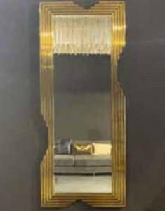 Casa Padrino Luxus Wandspiegel Gold 79 x 5 x H. 190 cm - Rechteckiger Wohnzimmer Spiegel mit Metallrahmen - Schlafzimmer Spiegel - Garderoben Spiegel - Luxus Kollektion