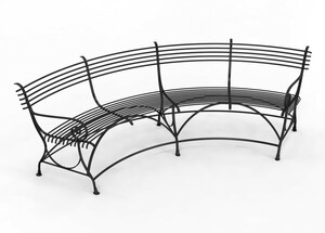 Casa Padrino Jugendstil Gartenbank 190 x 148 x H. 90 cm - Verschiedene Farben - Gebogene Schmiedeeisen Bank mit Pferdehuf F��en - Jugendstil Schmiedeeisen Garten & Terrassen M�bel