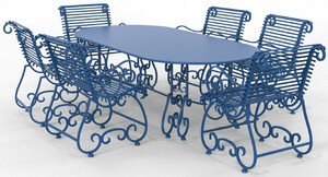 Casa Padrino Jugendstil Schmiedeeisen Gartenm�bel Set - Verschiedene Farben - 1 Ovaler Gartentisch & 6 Gartenst�hle mit Armlehnen - Jugendstil Schmiedeeisen Garten & Terrassen M�bel