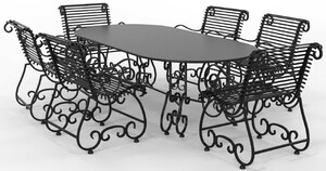 Casa Padrino Jugendstil Schmiedeeisen Gartenm�bel Set - Verschiedene Farben - 1 Ovaler Gartentisch & 6 Gartenst�hle mit Armlehnen - Jugendstil Schmiedeeisen Garten & Terrassen M�bel