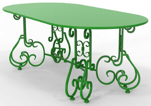 Casa Padrino Jugendstil Gartentisch 200 x 100 x H. 73,5 cm - Verschiedene Farben - Ovaler Schmiedeeisen Garten & Terrassen Tisch - Jugendstil Schmiedeeisen Garten & Terrassen M�bel