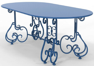 Casa Padrino Jugendstil Gartentisch 200 x 100 x H. 73,5 cm - Verschiedene Farben - Ovaler Schmiedeeisen Garten & Terrassen Tisch - Jugendstil Schmiedeeisen Garten & Terrassen M�bel
