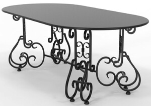Casa Padrino Jugendstil Gartentisch 200 x 100 x H. 73,5 cm - Verschiedene Farben - Ovaler Schmiedeeisen Garten & Terrassen Tisch - Jugendstil Schmiedeeisen Garten & Terrassen M�bel