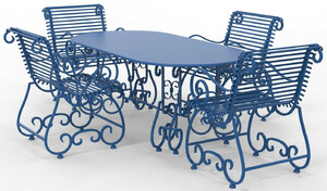 Casa Padrino Jugendstil Schmiedeeisen Gartenm�bel Set - Verschiedene Farben - 1 Ovaler Gartentisch & 4 Gartenst�hle mit Armlehnen - Jugendstil Schmiedeeisen Garten & Terrassen M�bel