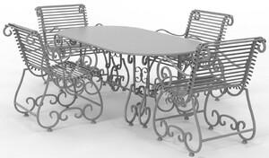 Casa Padrino Jugendstil Schmiedeeisen Gartenm�bel Set - Verschiedene Farben - 1 Ovaler Gartentisch & 4 Gartenst�hle mit Armlehnen - Jugendstil Schmiedeeisen Garten & Terrassen M�bel
