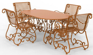Casa Padrino Jugendstil Schmiedeeisen Gartenm�bel Set - Verschiedene Farben - 1 Ovaler Gartentisch & 4 Gartenst�hle mit Armlehnen - Jugendstil Schmiedeeisen Garten & Terrassen M�bel