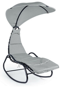 Casa Padrino Luxus Schaukelliege Grau / Anthrazit 80 x 160 x H. 195 cm - Wetterbest�ndige Gartenliege mit Sonnendach - Moderne Poolliege - Luxus Garten & Terrassen M�bel