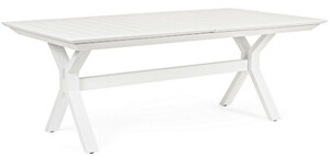 Casa Padrino Luxus Gartentisch Wei� 200-300 x 110 x H. 76 cm - Ausziehbarer Esstisch aus pulverbeschichtetem Aluminium - Luxus Garten & Terrassen Tisch - Luxus Garten & Terrassen M�bel