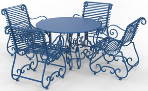 Casa Padrino Jugendstil Schmiedeeisen Gartenm�bel Set - Verschiedene Farben - 1 Runder Gartentisch & 4 Gartenst�hle mit Armlehnen - Jugendstil Schmiedeeisen Garten & Terrassen M�bel