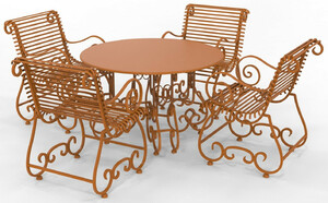 Casa Padrino Jugendstil Schmiedeeisen Gartenm�bel Set - Verschiedene Farben - 1 Runder Gartentisch & 4 Gartenst�hle mit Armlehnen - Jugendstil Schmiedeeisen Garten & Terrassen M�bel