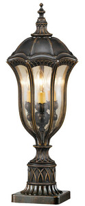 Casa Padrino Barock Sockelleuchte Braun / Bronze / Gold  24,1 x H. 61 cm - Wetterfeste Garten Terrassen Au�enleuchte Stehleuchte Gartenlaterne - Nostalgische Au�enbeleuchtung