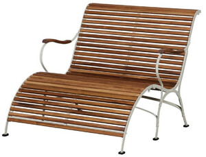 Casa Padrino Luxus Jugendstil Gartenbank Braun / Creme 107 x 150 x H. 91 cm - Garten & Terrassen Sitzbank mit Armlehnen und Fu�st�tze - Jugendstil Garten & Terrassen M�bel