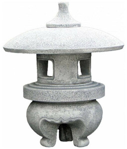 Casa Padrino Garten Leuchte im Japanischen Stil Pagode Wei� / Grau  42 x H. 51 cm - Kleine Garten & Terrassen Leuchte - Wetterbest�ndige Garten Laterne - Garten Terrassen Beleuchtung