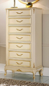 Casa Padrino Luxus Barock Kommode Creme / Gold - Handgefertigte Barockstil Massivholz Kommode mit 7 Schubladen - Handgefertigte italienische Barock M�bel - Luxus Qualit�t - Made in Italy