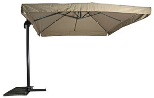 Casa Padrino Luxus Ampelschirm mit St�nder Anthrazit / Taupe 300 x 300 cm - Garten Sonnenschirm - Terrassen Sonnenschirm - Balkon Sonnenschirm - Garten Terrassen Balkon Accessoires