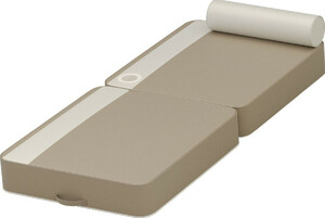 Casa Padrino Luxus Wasserliege Taupe / Wei� 190 x 80 x H. 17 cm - Wasserdichte Kunstleder Wasser Liege mit Kopfst�tze und Getr�nkehalter - Sonnenliege - Hotel Pool Accessoires - Luxus Qualit�t