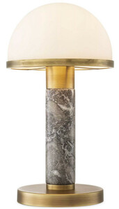 Casa Padrino Luxus Tischleuchte Grau / Antik Messing / Wei�  21 x H. 41 cm - Schreibtischleuchte mit hochwertigem Marmor und Glas Lampenschirm - Luxus Leuchten - Luxus M�bel - Luxus Interior