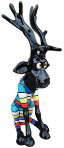 Casa Padrino Luxus Deko Skulptur Rentier Hirsch Schwarz / Mehrfarbig H. 100 cm - Gro�e Deko Figur - XXL Deko Skulptur - XXL Deko Figur - Wohnzimmer Deko - Garten Deko - Luxus Deko XXL Figuren