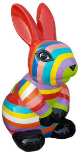 Casa Padrino Luxus Designer Dekofigur Hase Mehrfarbig H. 65 cm - Wetterbest�ndige Deko Skulptur - Garten Deko Figur - Wohnzimmer Deko Figur - Luxus Deko Tierfigur - Designer Deko Accessoires