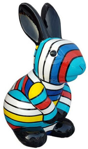 Casa Padrino Luxus Designer Dekofigur Hase Mehrfarbig H. 65 cm - Wetterbest�ndige Deko Skulptur - Luxus Deko Tierfigur - Wohnzimmer Deko Figur - Garten Deko Figur - Designer Deko Accessoires