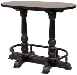 Casa Padrino Luxus Stehtisch mit Fusttze Dunkelbraun 135 x 75 x H. 110 cm - Ovaler Massivholz Tisch - Ovaler Massivholz Bartisch - Massivholz Mbel - Bar Mbel - Gastronomie Mbel