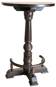 Casa Padrino Luxus Stehtisch mit Fusttze Dunkelbraun 75 x 50 x H. 110 cm - Halbrunder Massivholz Tisch - Halbrunder Massivholz Bartisch - Massivholz Mbel - Bar Mbel - Gastronomie Mbel