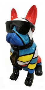Casa Padrino Luxus Deko Skulptur Hund Bulldogge Mehrfarbig / Schwarz H. 80 cm - Gro�e Deko Figur - XXL Deko Skulptur - XXL Deko Figur - Wohnzimmer Deko - Garten Deko - Luxus Deko XXL Figuren