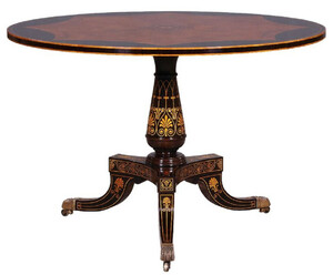 Casa Padrino Luxus Barock Esstisch Braun / Schwarz / Gold - Runder Massivholz Esszimmertisch im Barockstil - Barock Esszimmer M�bel - Luxus Esszimmer M�bel im Barockstil - Edel & Prunkvoll